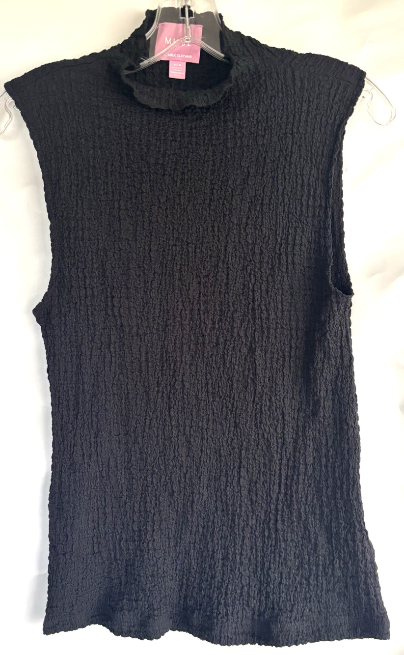MUSE Republic Clothing Black Smocked Top M Sleeveless